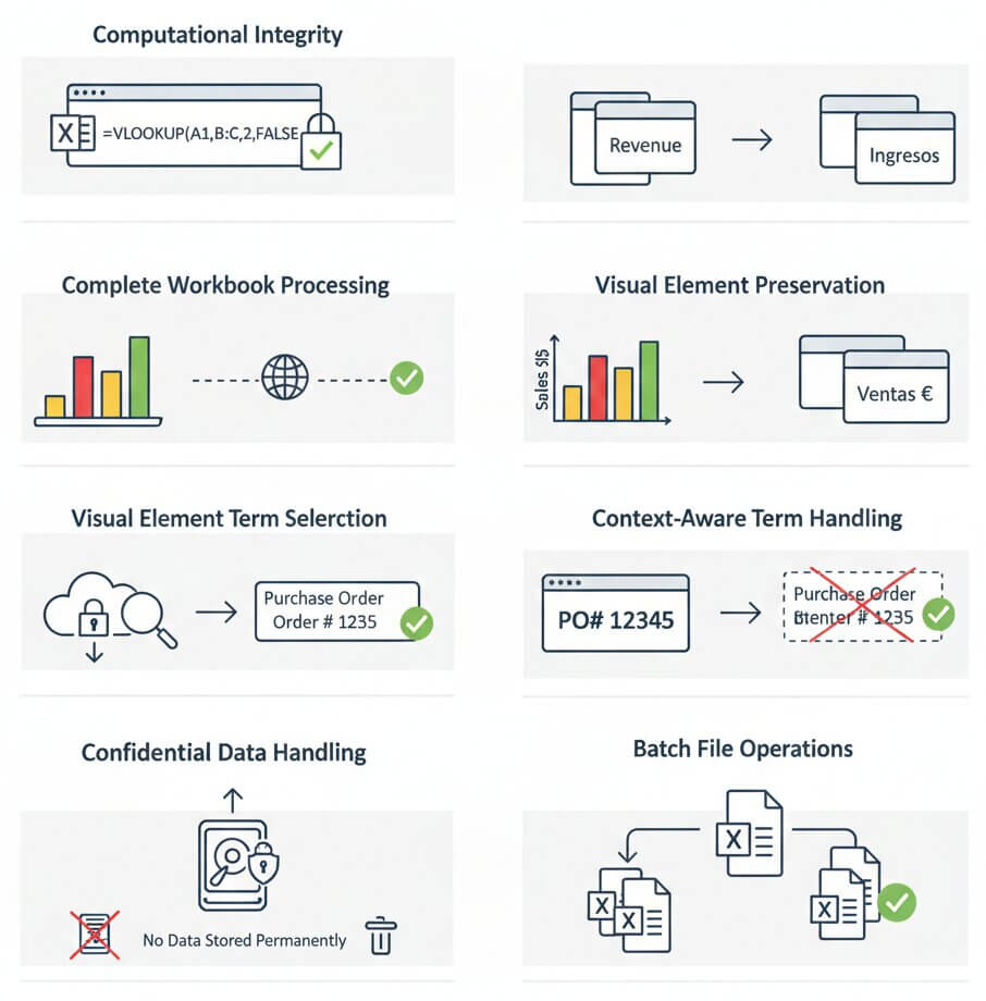 translate excel document features